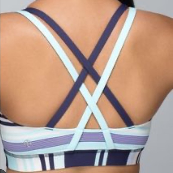 Lululemon Energy Bra Groovy Stripe Cadet Blue Aquamarine Cadet Blue Size:8 - Picture 7 of 7